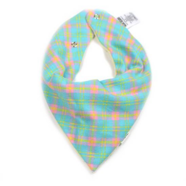 Babador Bandana - Flanela Xadrez Verde Acqua