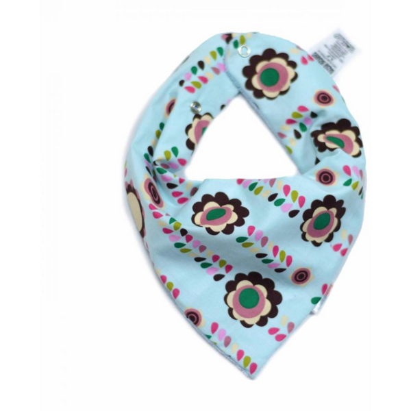 Babador Bandana - Floral Retrô Azul